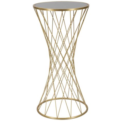 Tavolino Tower New 40x80x40 cm in Ferro e MDF Oro