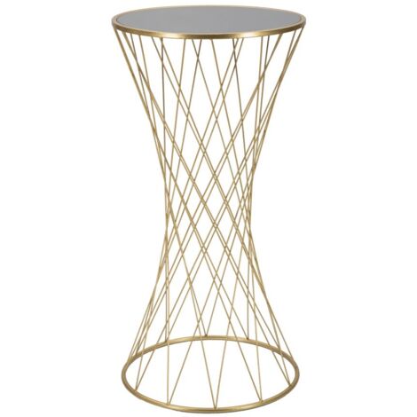 Tavolino Tower New 50x100x50 cm in Ferro e MDF Oro