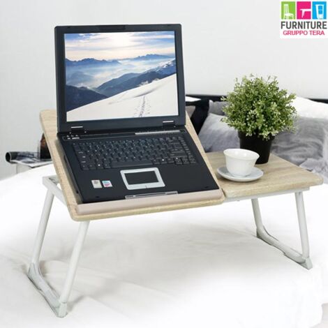 Tavolino Vassoio Pieghevole da Letto Divano 65x30 cm per Notebook PC Laptop