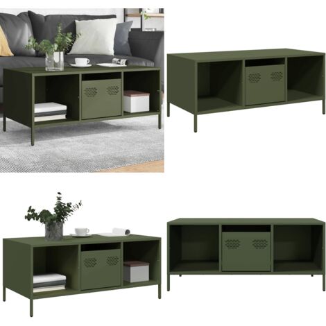 Tavolino Verde Oliva 101,5x50x43,5 cm Acciaio Laminato a Freddo - Tavolino verde oliva - Tavolino in acciaio laminato