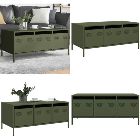Tavolino Verde Oliva 101,5x50x43,5 cm Acciaio Laminato a Freddo - Tavolino verde oliva - Tavolino in acciaio laminato a freddo