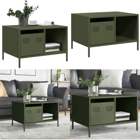 Tavolino Verde Oliva 68,5x50x43,5 cm Acciaio Laminato a Freddo - Tavolino verde oliva - Tavolino in acciaio laminato a freddo