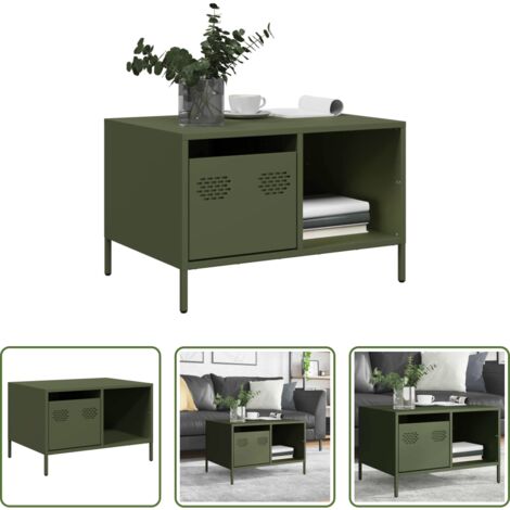 Tavolino verde oliva -  Tavolino Verde Oliva 68,5x50x43,5 cm Acciaio Laminato a Freddo
