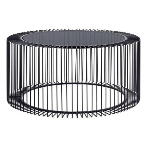 Tavolino Vetro Nero Moderno da Interno 80 cm - TRANQUIL