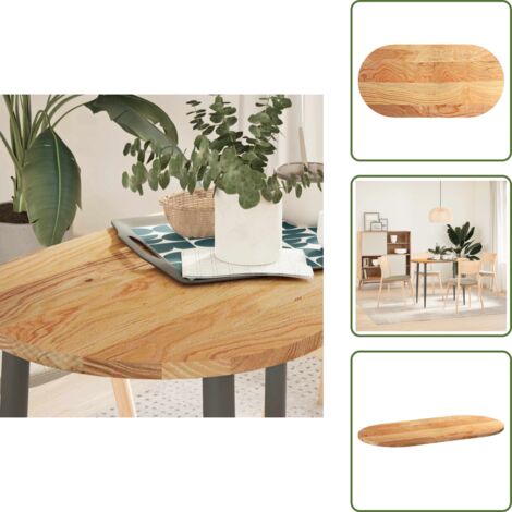 Tavolino - vidaXL Piano Tavolo Marrone Chiaro 100x50x2cm in Rovere Massello Ovale - Piano d'appoggio