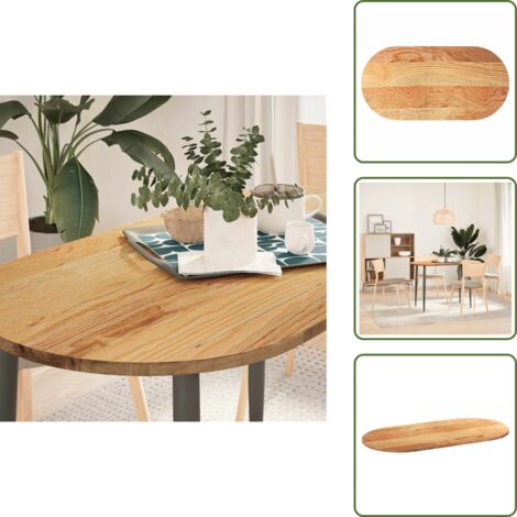 Tavolino - vidaXL Piano Tavolo Marrone Chiaro 120x60x2cm in Rovere Massello Ovale - Piano d'appoggio