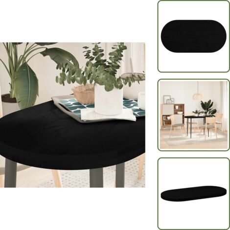 Tavolino - vidaXL Piano Tavolo Marrone Scuro 100x50x4 cm in Rovere Massello Ovale - Tavolo da pranzo