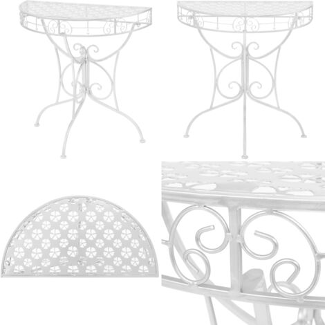 Tavolino Vintage in Metallo Semicircolare 72x36x74 cm Argento - Tavolino vintage - Tavolino in metallo