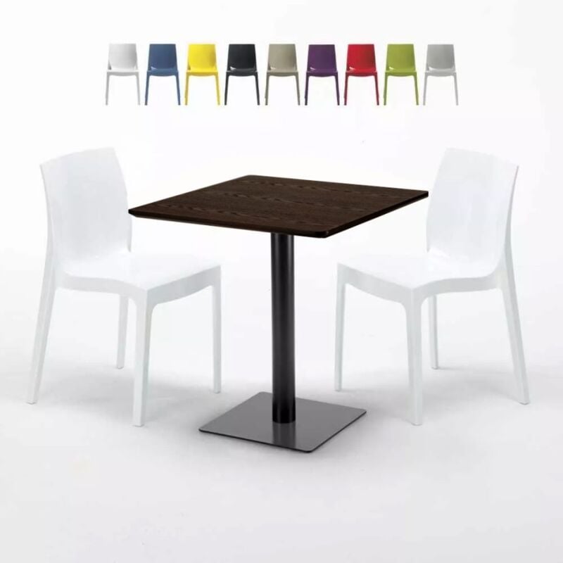 

Mesa Cuadrada 60x60 cm Tablero Efecto Madera con 2 Sillas De Colores Ice Kiss | Color: Blanco