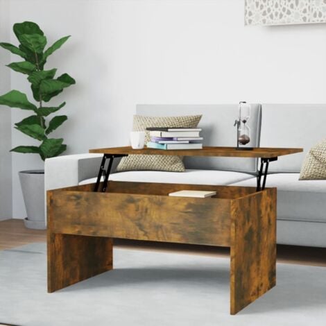 Tavolino，Tavolino da Salotto，Tavolino basso Rovere Fumo 80x50,5x41,5 cm in Legno Multistrato ASFV369573 BonneVie