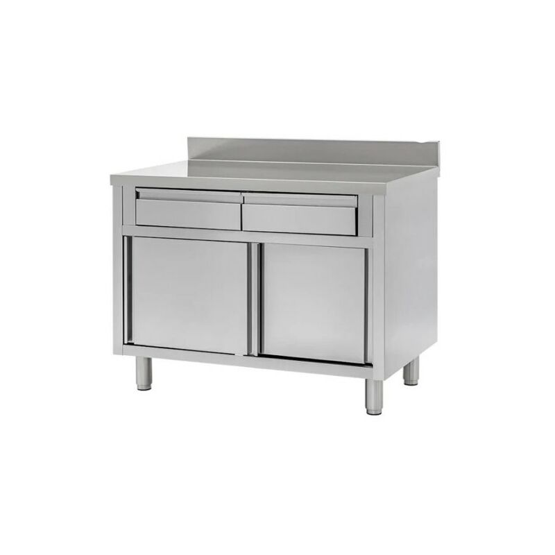 Tavolo 100x60x85 acciaio inox 430 armadiato