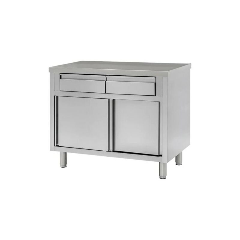 Tavolo 120x70x85 acciaio inox 430 armadiato