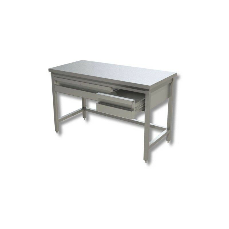 Tavolo 140x60x85 acciaio inox 430 su gambe
