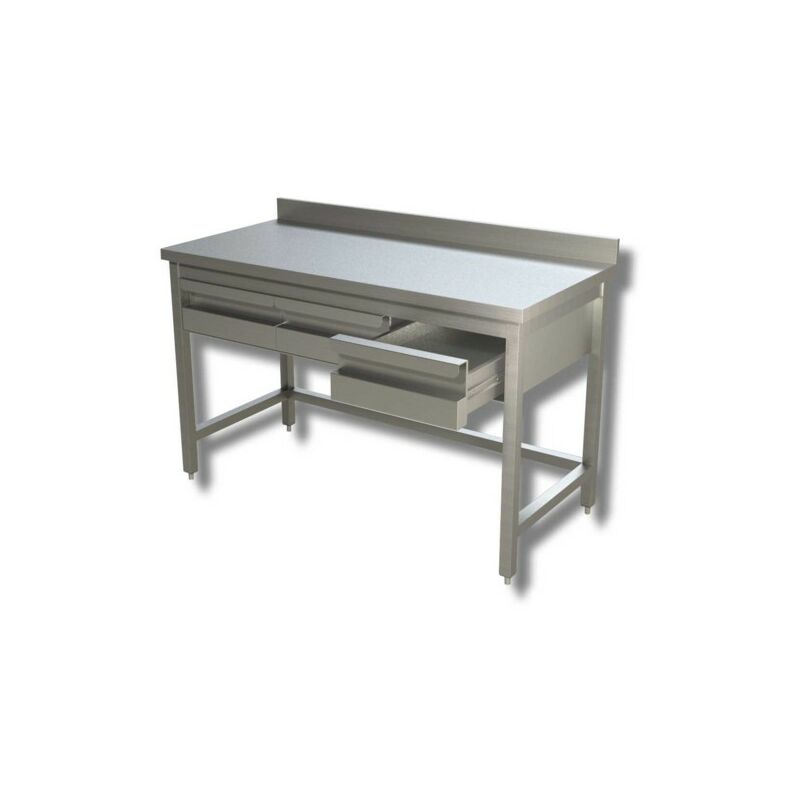 Tavolo 140x70x85 acciaio inox 430 su gambe