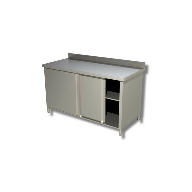Tavolo 150x70x85 acciaio inox 430 armadiato