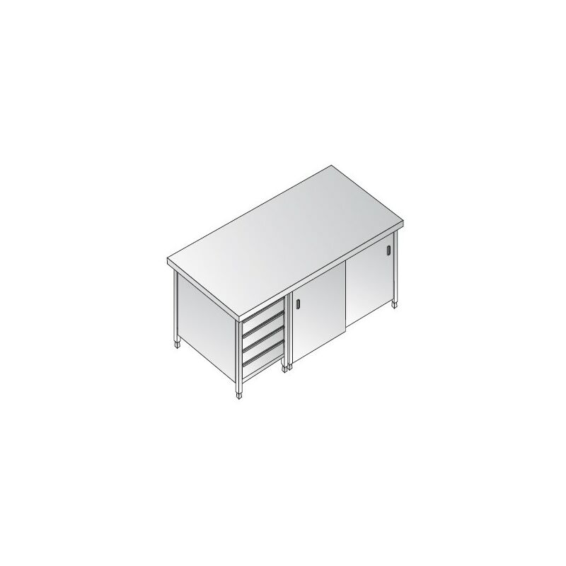 Tavolo 160x70x85 acciaio inox 304 armadiato