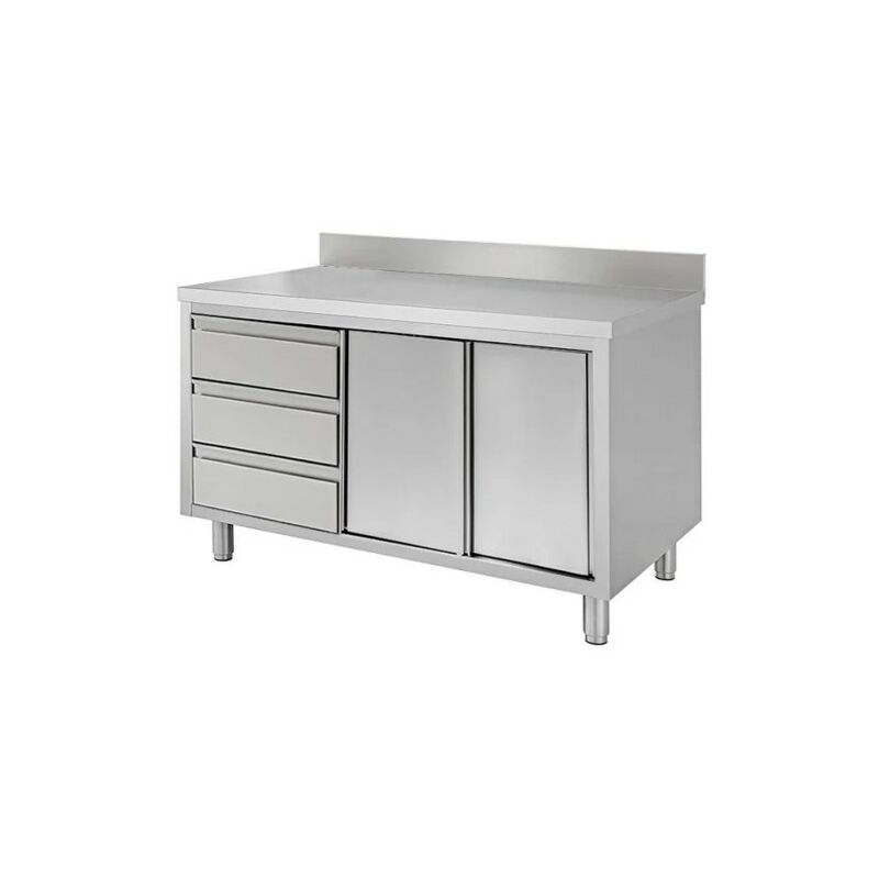 Tavolo 190x60x85 acciaio inox 430 armadiato