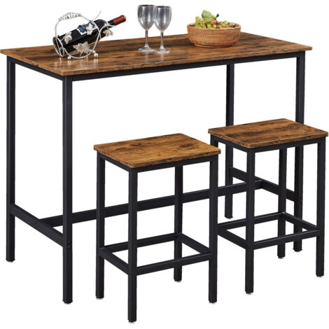 Tavolo + 2 Sgabelli Sala Pranzo Salotto Isola Cucina Design Moderno Industriale