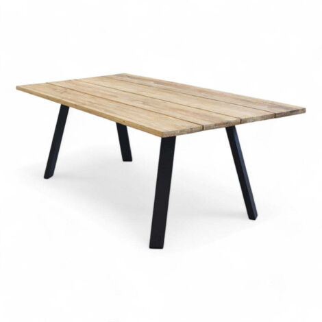 Tavolo 200x100 cm da esterno giardino con struttura in alluminio e piano in legno di teak a doghe Antigua -  Antracite