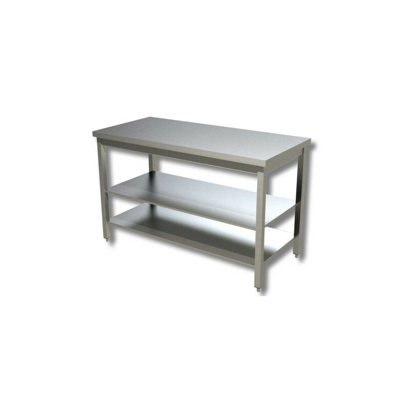 Tavolo 200x60x85 acciaio inox 430 su gambe ripiano...