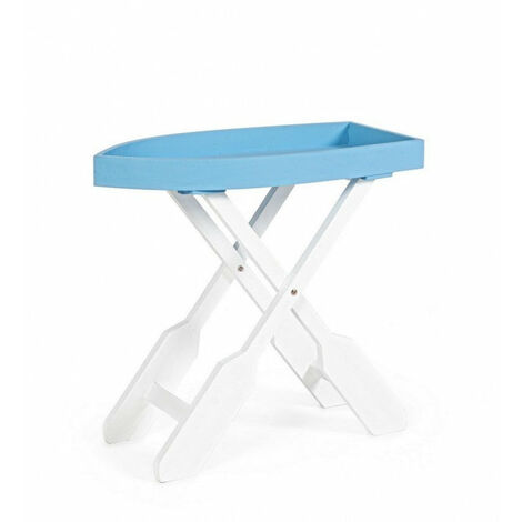 Tavolo 60x30x56 cm Gozzo in Legno Bianco-Azzurro