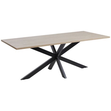 Tavolo 8 persone per sala da pranzo collezione LOFT colore rovere chiaro. Gambe in metallo.