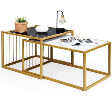 Tavolo a nido moderno struttura resistente di metallo, Tavolino da caffè impilabile design industriale