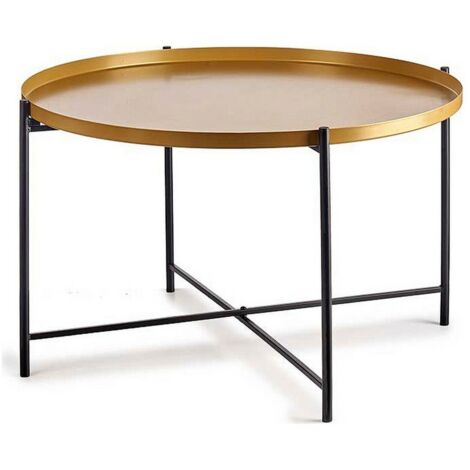Tavolo aggiuntivo Nero Dorato Metallo (76,5 x 46 x 76,5 cm)
