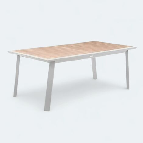 TAVOLO ALL. CM 220X76 METALLO BIANCO E PIANO EFFETTO LEGNO