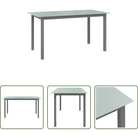 Tavolo all'aperto - Tavolo da Giardino Grigio Chiaro 150x90x74cm Alluminio e Vetro