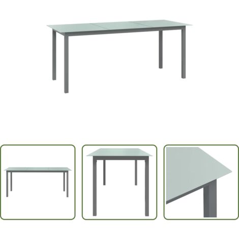 Tavolo all'aperto - Tavolo da Giardino Grigio Chiaro 190x90x74cm Alluminio e Vetro