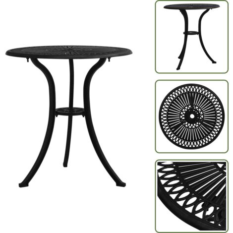 Tavolo all'aperto - vidaXL Tavolo da Giardino Nero 62x62x65 cm in Alluminio Pressofuso - Tavolo da giardino nero