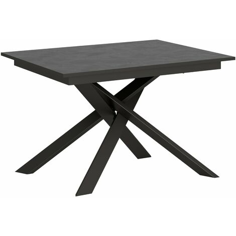 Tavolo Allungabile 120-180x90x74 cm Ganty piano Antracite Spatolato bordo Antracite