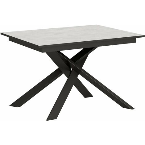 Tavolo Allungabile 120-180x90x74 cm Ganty piano Bianco Spatolato bordo Antracite