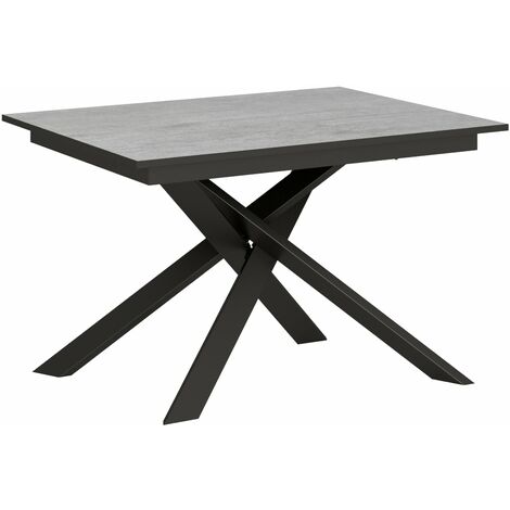 Tavolo Allungabile 120-180x90x74 cm Ganty piano Cemento bordo Antracite