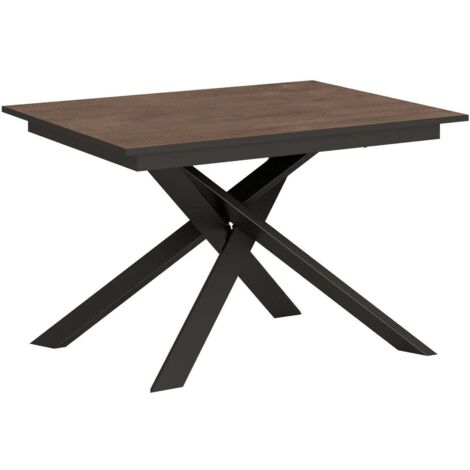 Tavolo Allungabile 120-180x90x74 cm Ganty piano Noce bordo Antracite