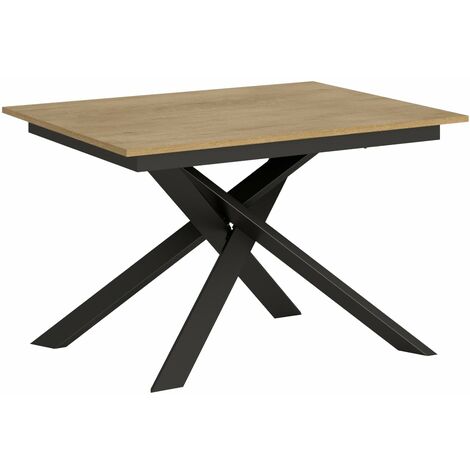 Tavolo Allungabile 120-180x90x74 cm Ganty piano Quercia Naturale bordo in tinta