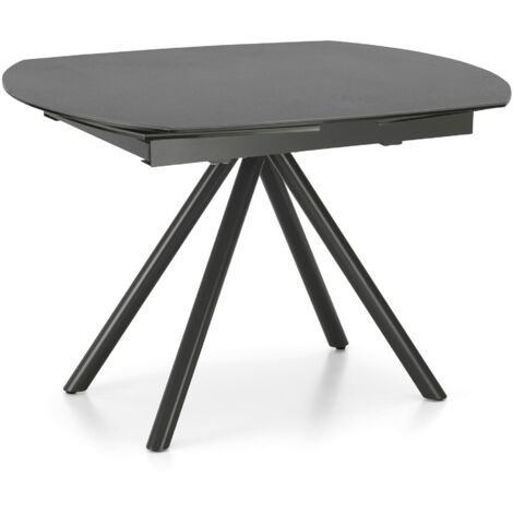 Tavolo Allungabile 120/180x90x76 cm in Metallo con Top Ceramica su Vetro Grigio