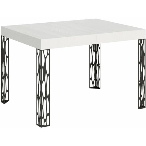 Tavolo Allungabile 120-204x80x77 cm Ghibli Bianco Frassino e Antracite