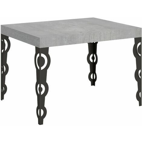 Tavolo Allungabile 120-204x80x77 cm Karamay Cemento e Antracite