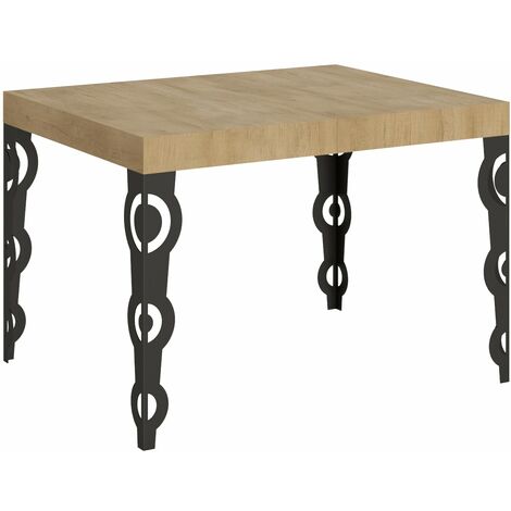Tavolo Allungabile 120-204x80x77 cm Karamay Quercia Natura e Antracite