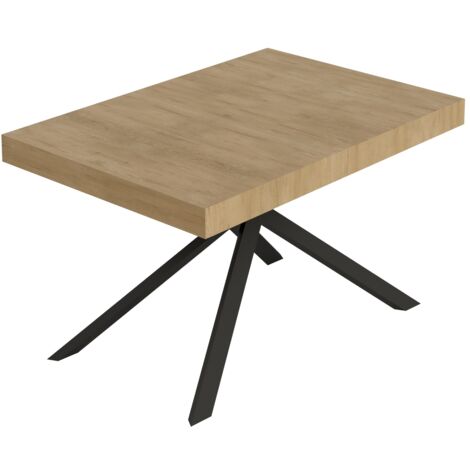 Tavolo Allungabile 120-224x90x74 cm Niket Quercia Natura Gambe Antracite