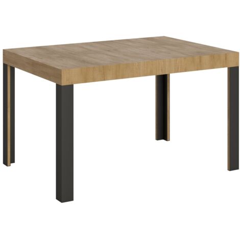 Tavolo Allungabile 120-224x90x77 cm Linea Quercia Natura Telaio Antracite