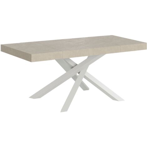 Tavolo Allungabile 120-224x90x77 cm Volantis Premium Cashmere Telaio Bianco