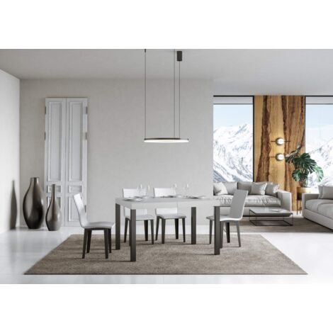 Tavolo allungabile 130/234x90 cm Everyday bianco frassino gambe antracite