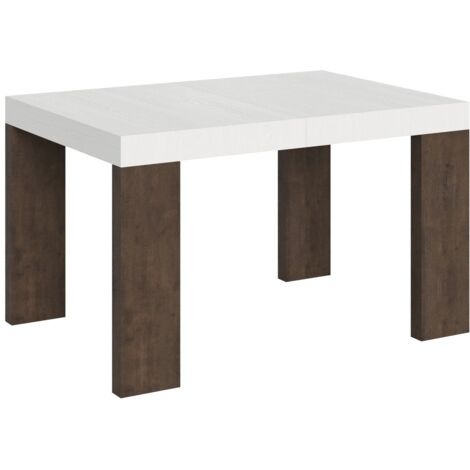 Tavolo Allungabile 130/234x90x77 cm Roxell Mix piano Bianco Frassino gambe Noce