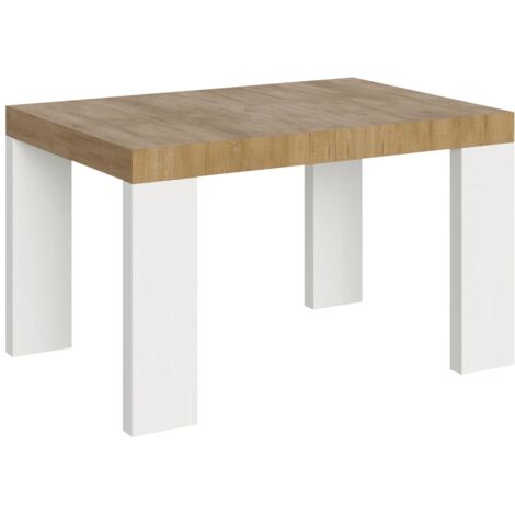 Tavolo Allungabile 130/234x90x77 cm Roxell Mix piano Quercia Natura gambe Bianco Frassino