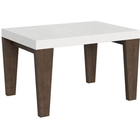 Tavolo Allungabile 130/234x90x77 cm Spimbo Mix  piano Bianco Frassino gambe Noce