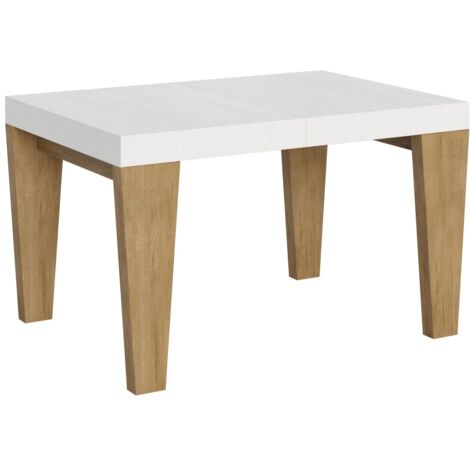 Tavolo Allungabile 130/234x90x77 cm Spimbo Mix  piano Bianco Frassino gambe Quercia Natura