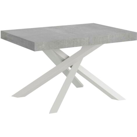 Tavolo Allungabile 130-234x90x77 cm Volantis Premium Cemento Telaio Bianco